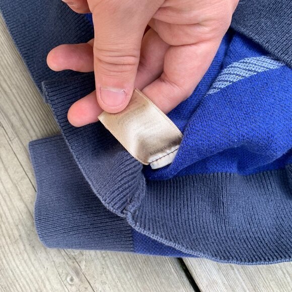 Vintage Burberry Quarter Zip Sweater Medium Blue - Picture 5 of 10